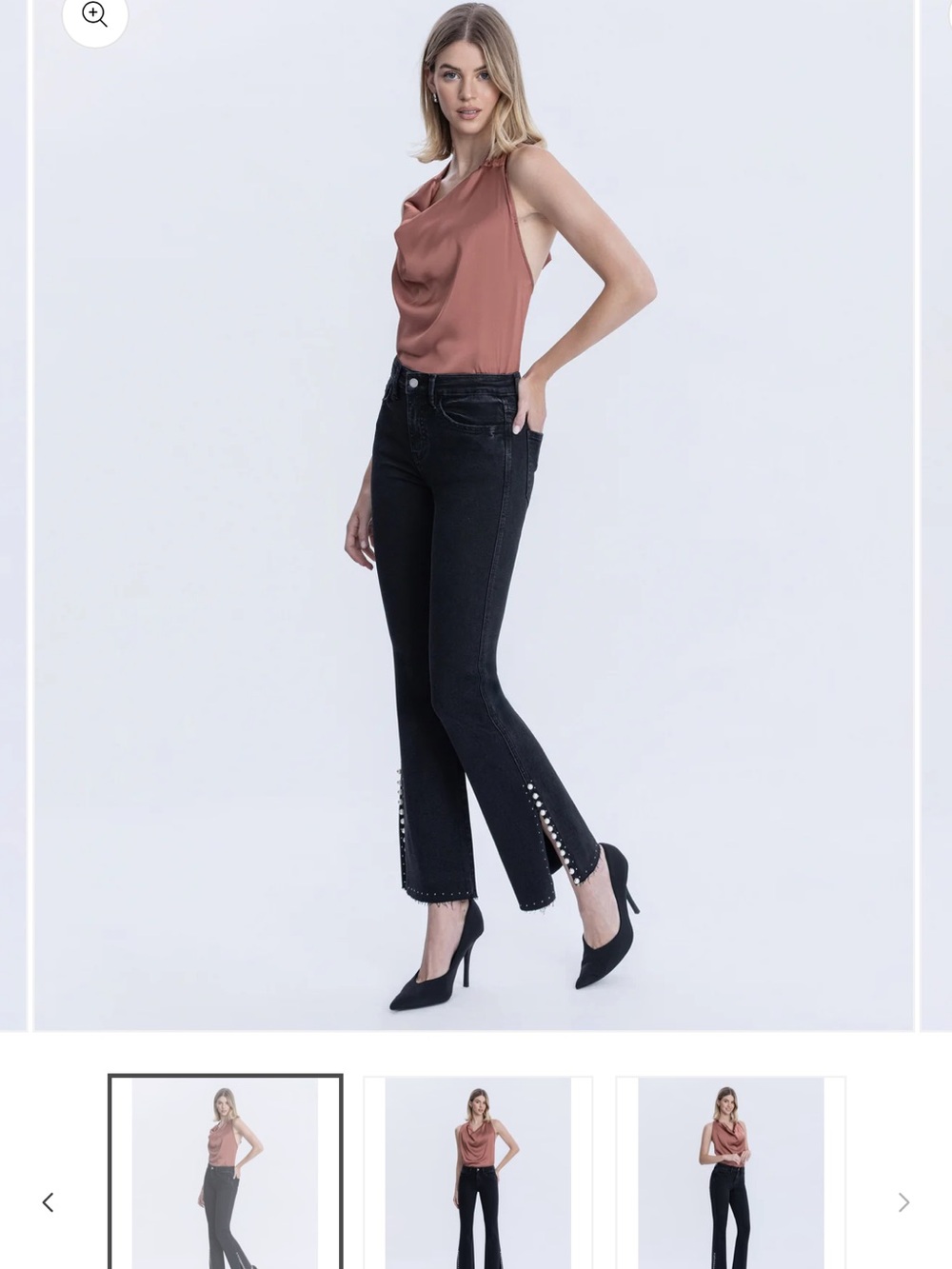 Women’s Black High Rise Pearl Embellished Bootcut Jeans